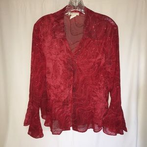 Glittery Dress Barn Blouse Boho Size Large A